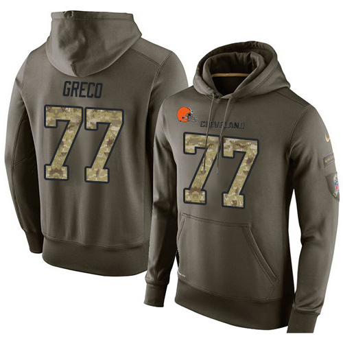 NFL Nike Cleveland Browns #77 John Greco Green Salute To Service Men's Pullover Hoodie